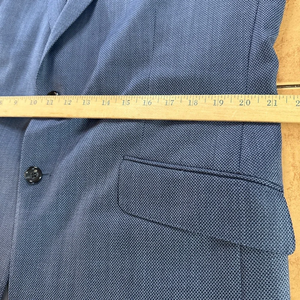 Bespoke Tom James Blue Weave Silk Wool Sport Coat Sz 42R Custom Jacket Blazer